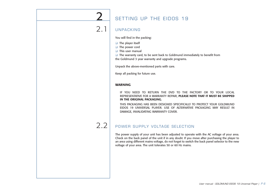 Goldmund 19 User Manual | Page 9 / 48