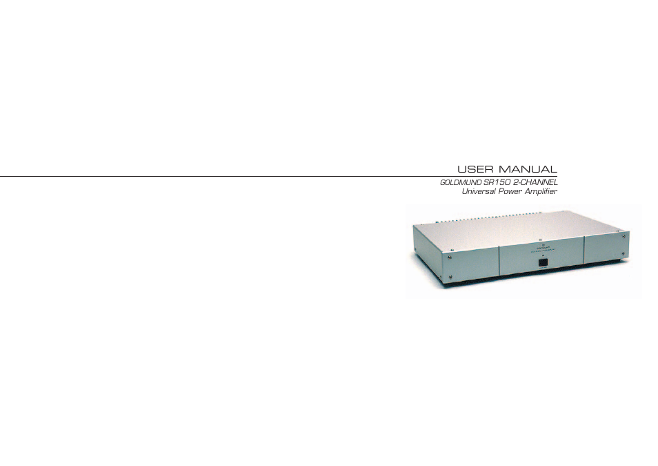 Goldmund SR150 User Manual | 11 pages