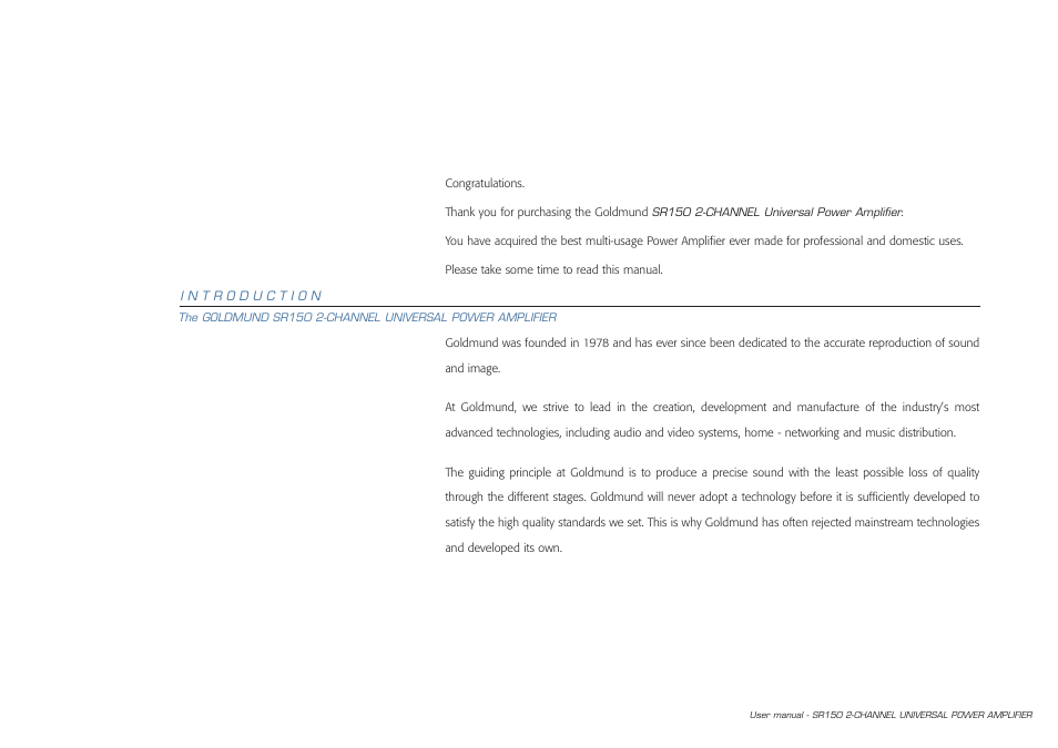 Goldmund SR150 User Manual | Page 2 / 11