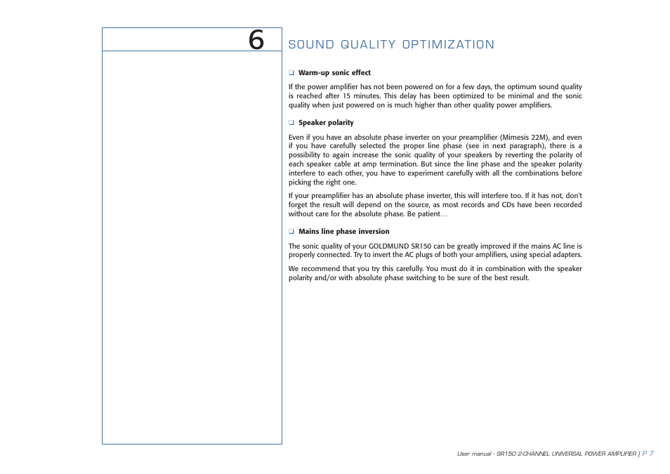 Goldmund SR150 User Manual | Page 8 / 11