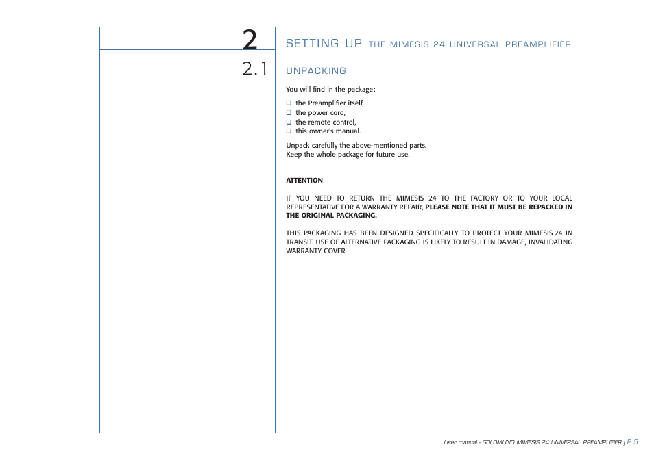 Goldmund MIMESIS 24 User Manual | Page 6 / 20