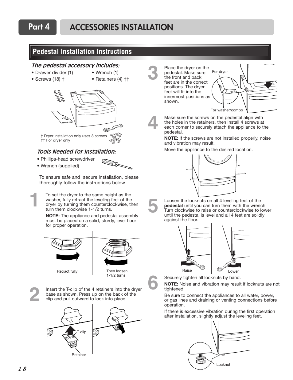 Part 4 accessories installation | Goldstar DLG3744W User Manual | Page 18 / 72