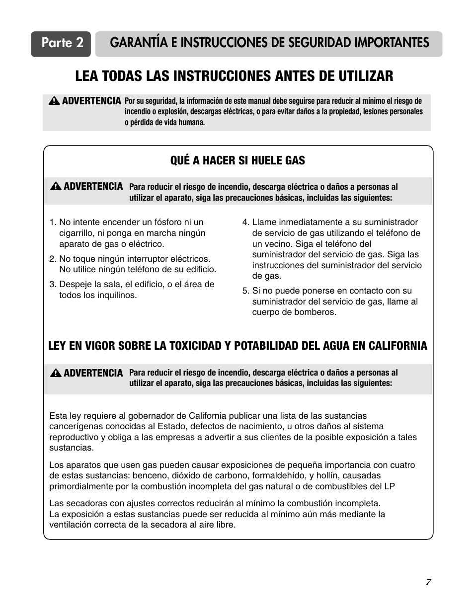 Lea todas las instrucciones antes de utilizar | Goldstar DLG3744W User Manual | Page 43 / 72