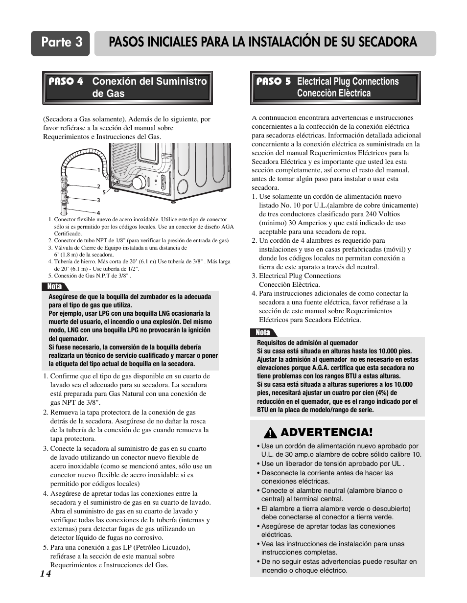 Advertencia | Goldstar DLG3744W User Manual | Page 50 / 72