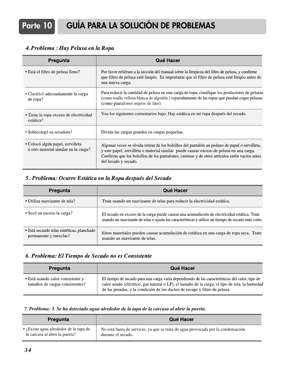 Parte 10 guía para la solución de problemas | Goldstar DLG3744W User Manual | Page 70 / 72