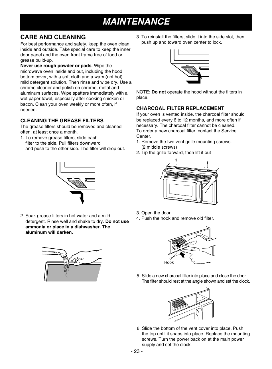 Maintenance, Care and cleaning | Goldstar MV1610BB User Manual | Page 23 / 28