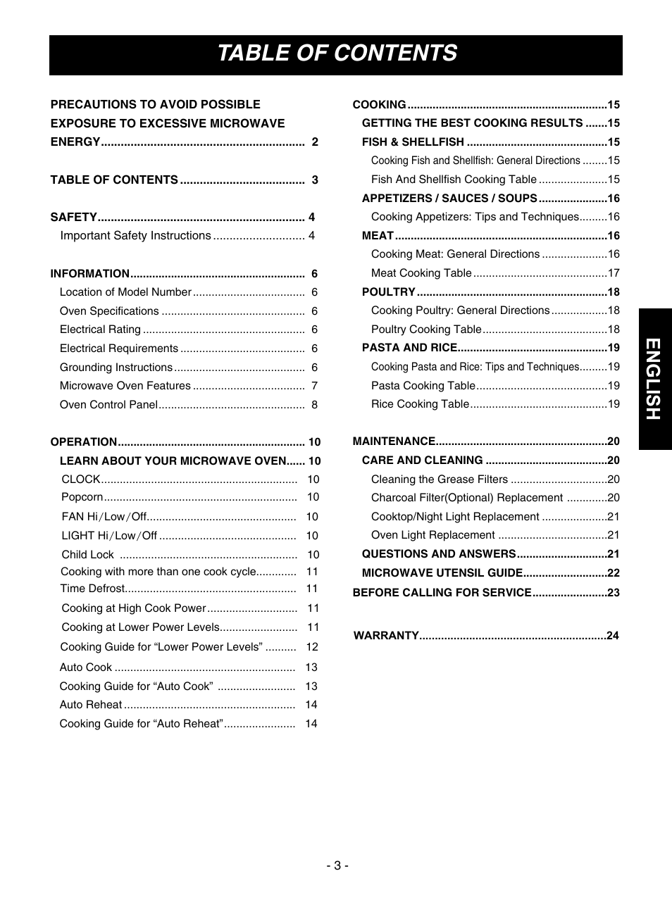 Goldstar MVH1615WW User Manual | Page 3 / 24
