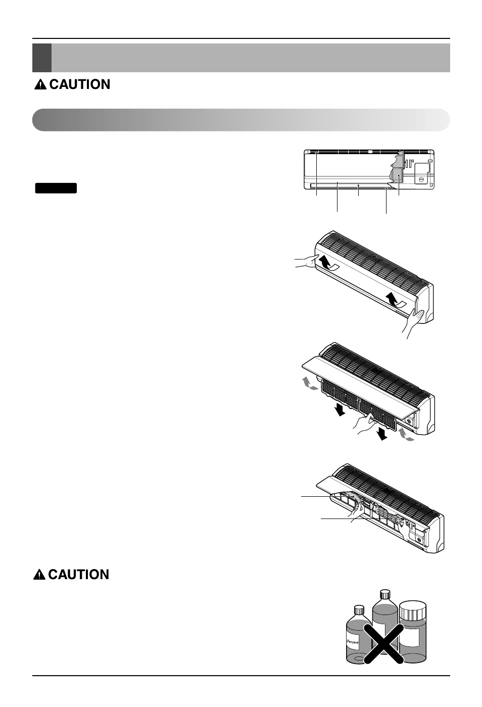 Maintenance and service, Indoor unit, 26 room air conditioner | Grille, case, and remote control, Air filters, Neo plasma filter (optional), Triple deodorizer filter (optional) | Goldstar LS242CE User Manual | Page 26 / 29