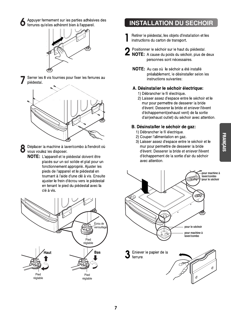 Installation du sechoir | Goldstar LG 27 User Manual | Page 7 / 16