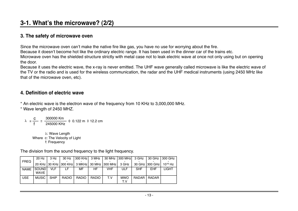 1. what’s the microwave? (2/2), The safety of microwave oven, Definition of electric wave | Goldstar MA-2005ST User Manual | Page 8 / 46