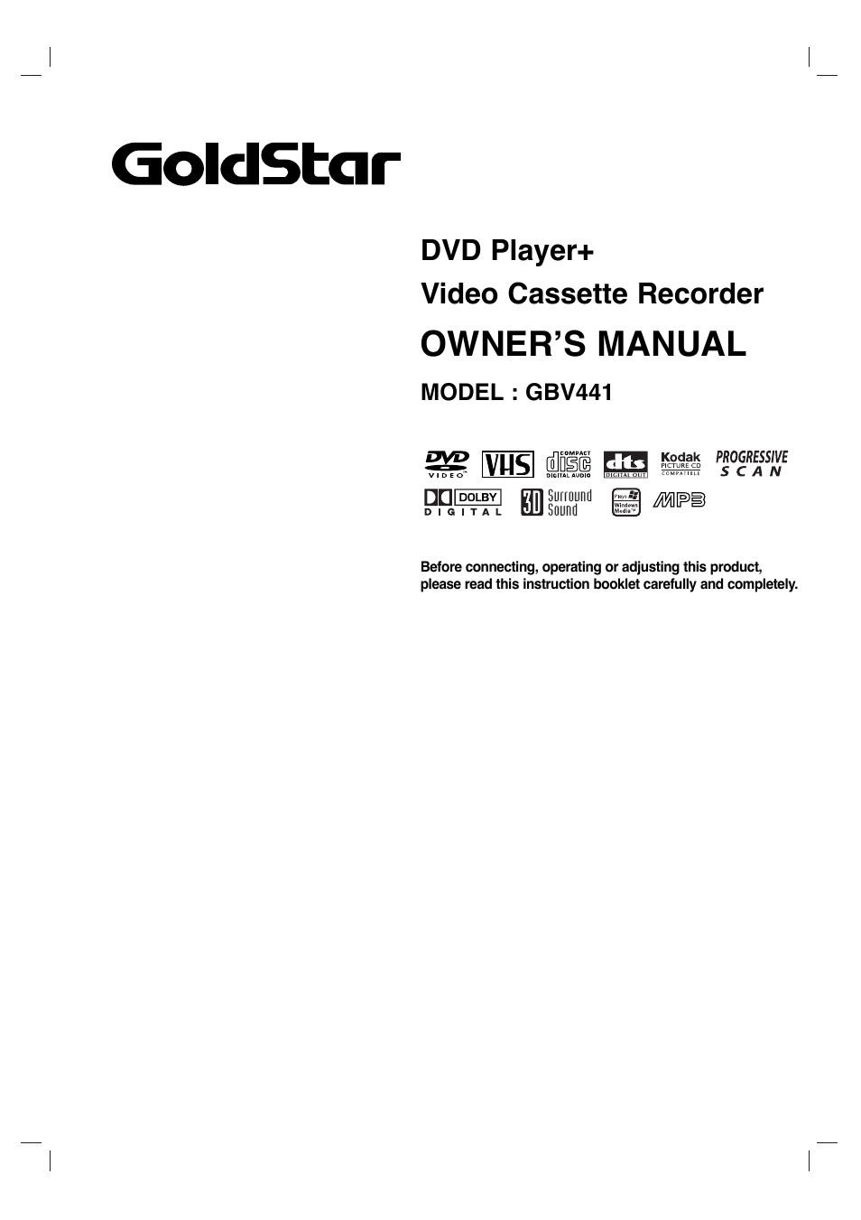 Goldstar GBV441 User Manual | 40 pages