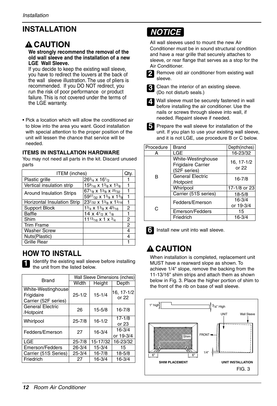 Notice, Installation, How to install | Goldstar LT1230CR User Manual | Page 12 / 48