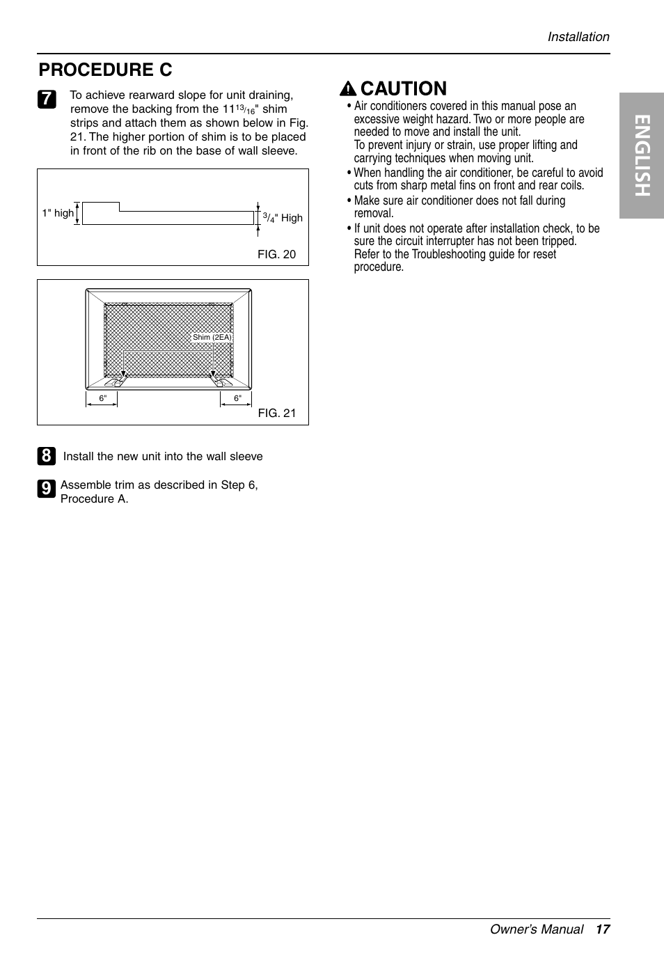 English, Procedure c | Goldstar LT1230CR User Manual | Page 17 / 48