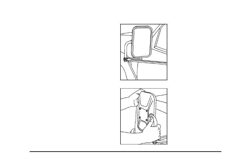 Mirrors, Manual rearview mirror, Outside manual mirror | Outside camper-type mirrors, Mirrors -28 | GMC 2006 Savana User Manual | Page 116 / 394