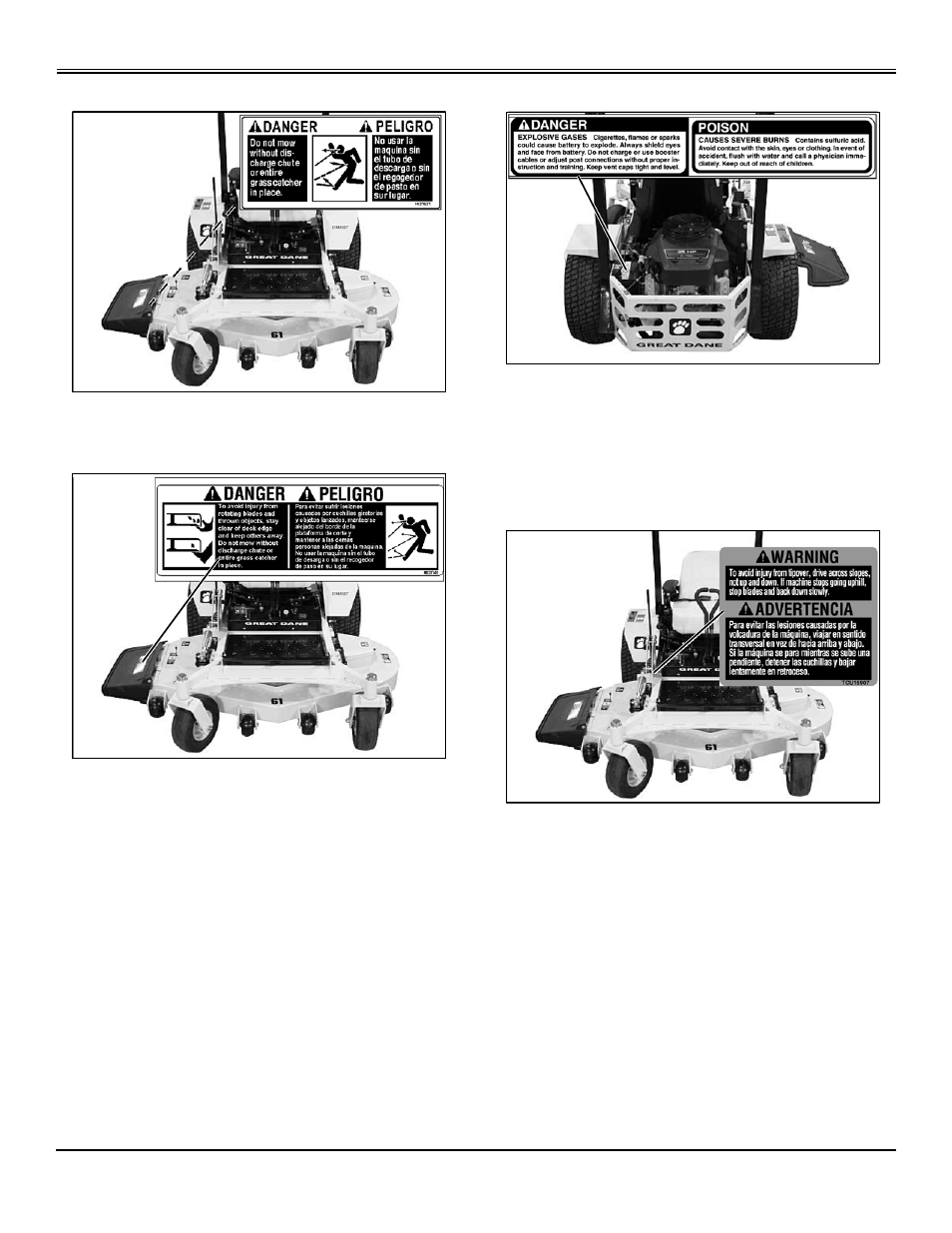 Safety labels | Great Dane Chariot Brutus GBKW2552S User Manual | Page 5 / 86