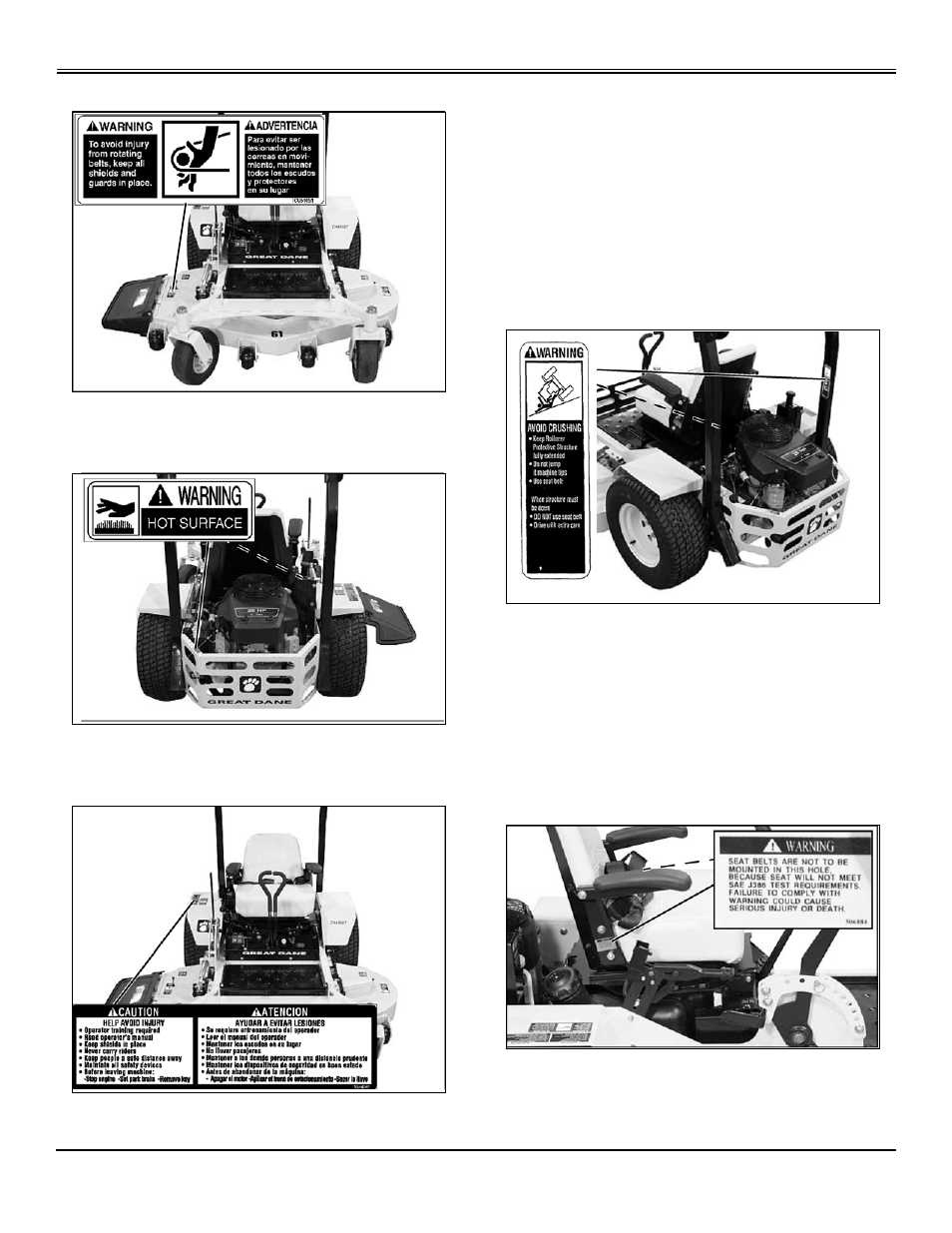 Safety labels | Great Dane Chariot Brutus GBKW2552S User Manual | Page 6 / 86