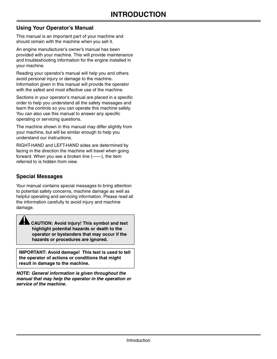 Introduction, Using your operator’s manual, Special messages | Great Dane Chariot / Chariot LX GDRZ61-27KHE User Manual | Page 2 / 76