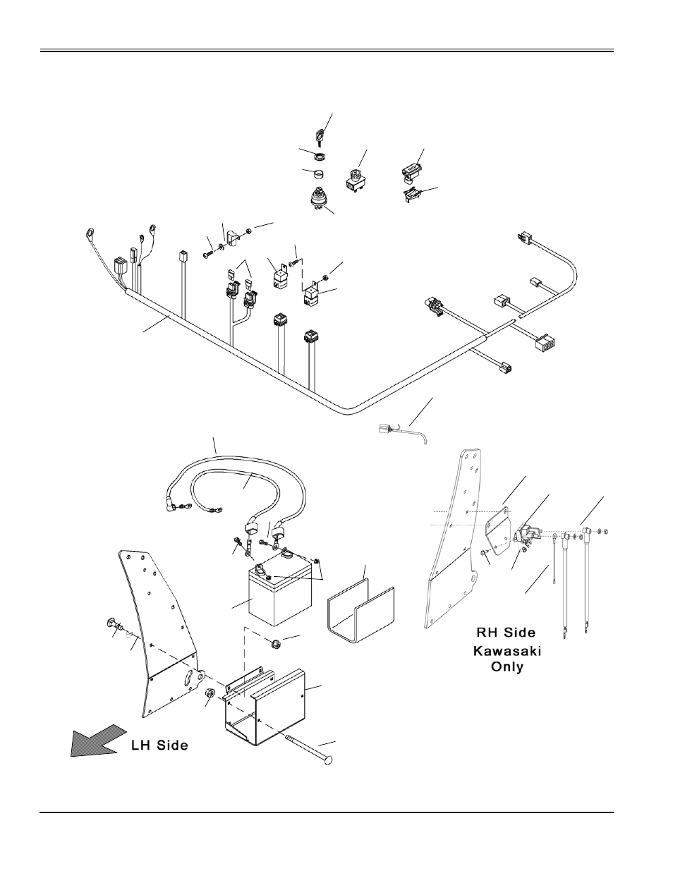 Battery, electrical harness and components | Great Dane Super Surfer Series II GSKH2561S User Manual | Page 66 / 78