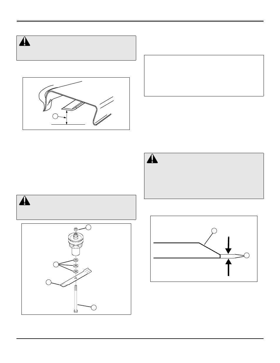 Checking for bent mower blades, Mower blades, replacing, Sharpening blades | Service mower | Great Dane Scamper HG GDB10025 User Manual | Page 22 / 88