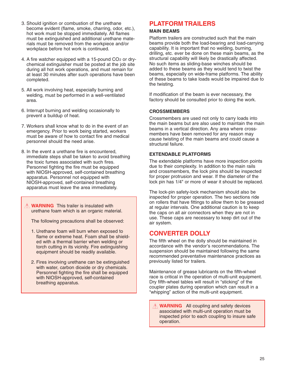 Platform trailers, Converter dolly | Great Dane 42101401 User Manual | Page 27 / 32