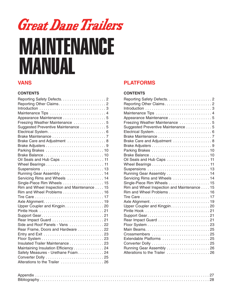 Maintenance manual | Great Dane 42101401 User Manual | Page 3 / 32