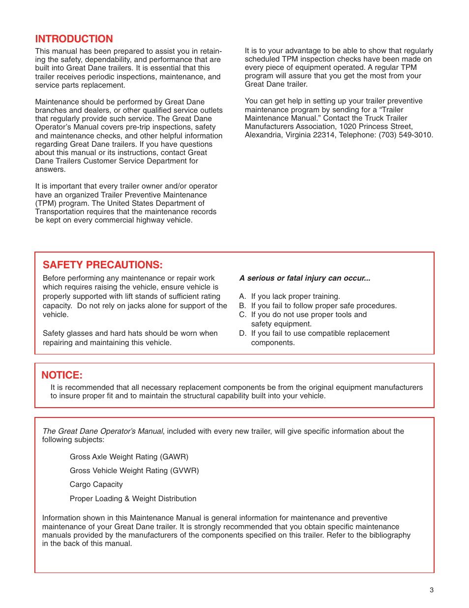 Introduction, Safety precautions, Notice | Great Dane 42101401 User Manual | Page 5 / 32