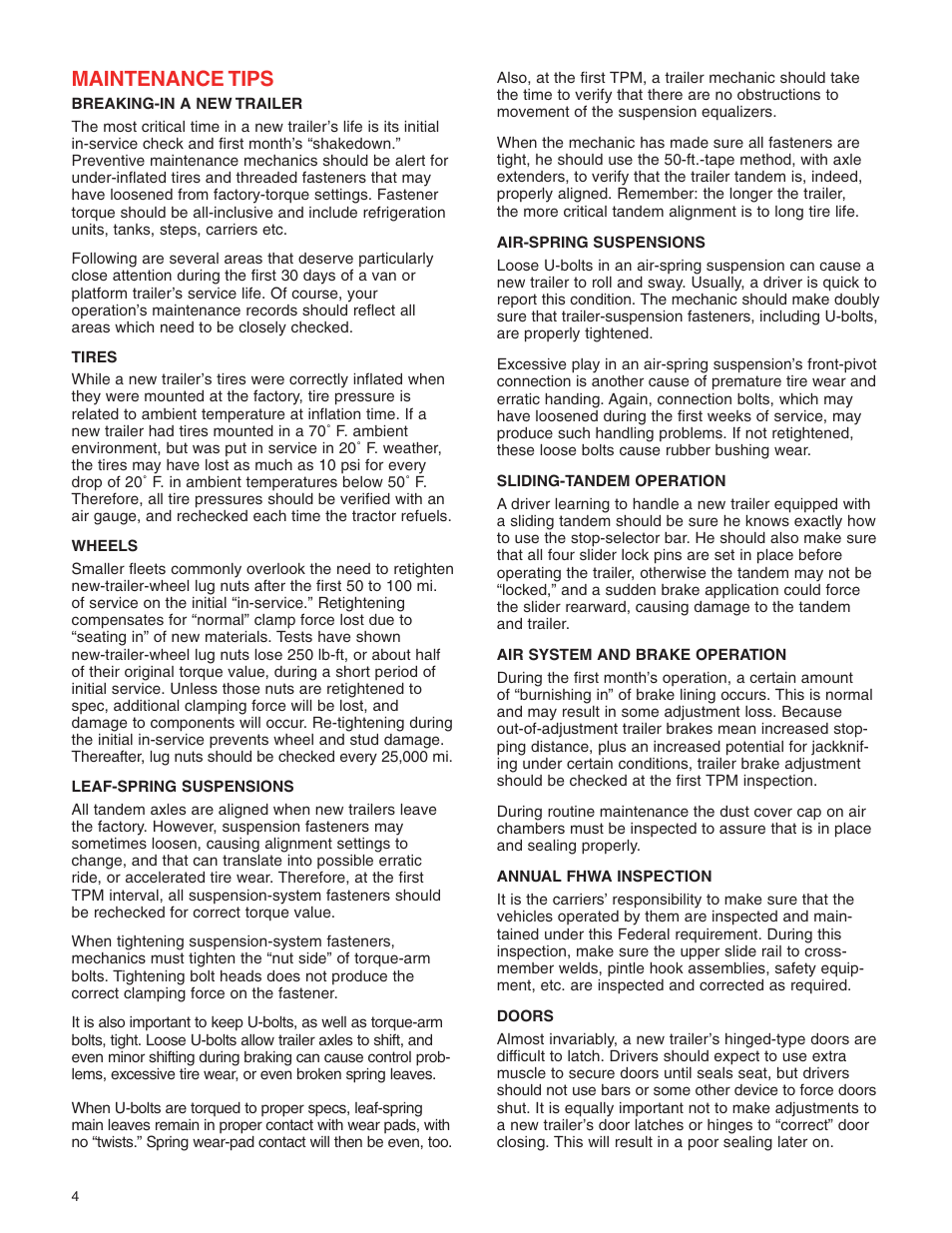 Maintenance tips | Great Dane 42101401 User Manual | Page 6 / 32