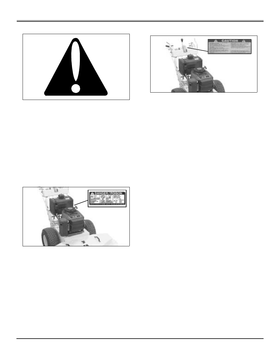 Safety, Understanding the machine safety labels, Danger/poison | Caution | Great Dane Scamper HG GDB10028 User Manual | Page 4 / 88