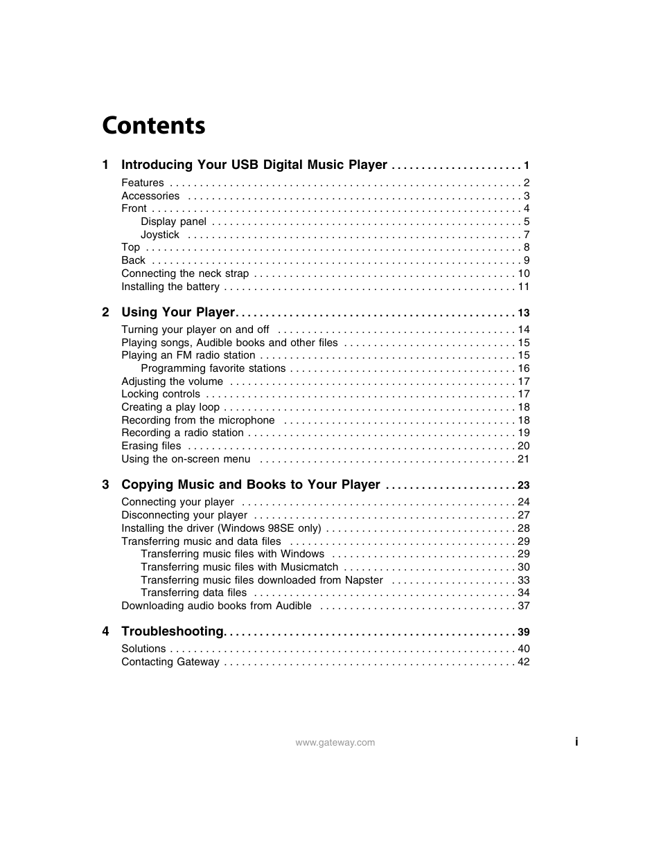 Gateway Projector 210 User Manual | Page 2 / 52