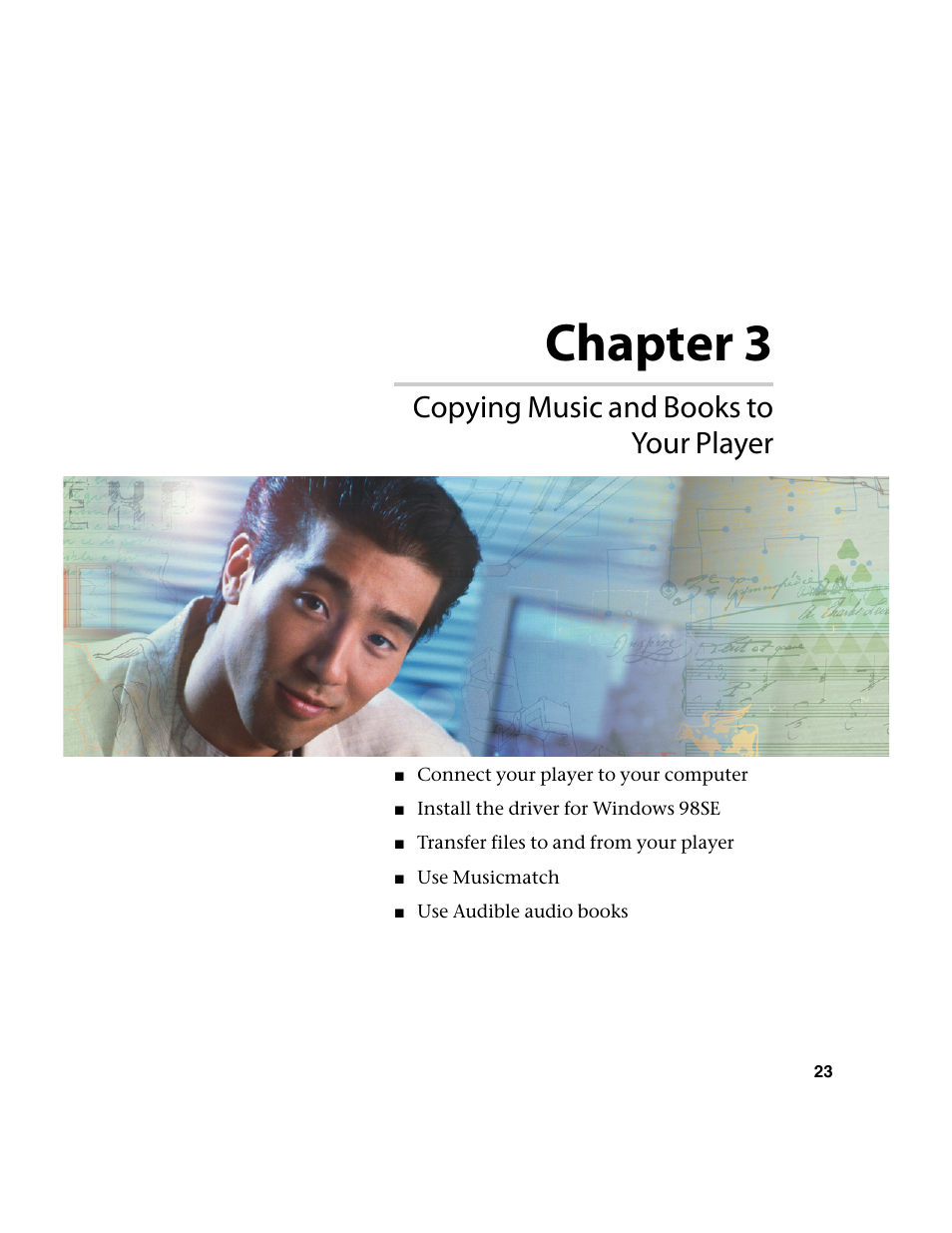 Copying music and books to your player, Chapter 3 | Gateway Projector 210 User Manual | Page 26 / 52