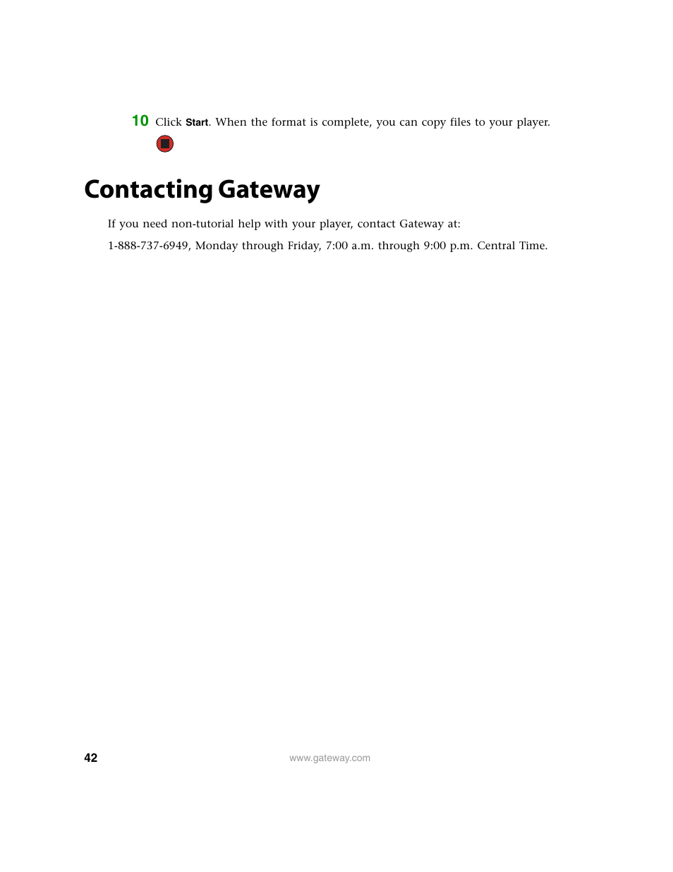 Contacting gateway | Gateway Projector 210 User Manual | Page 45 / 52