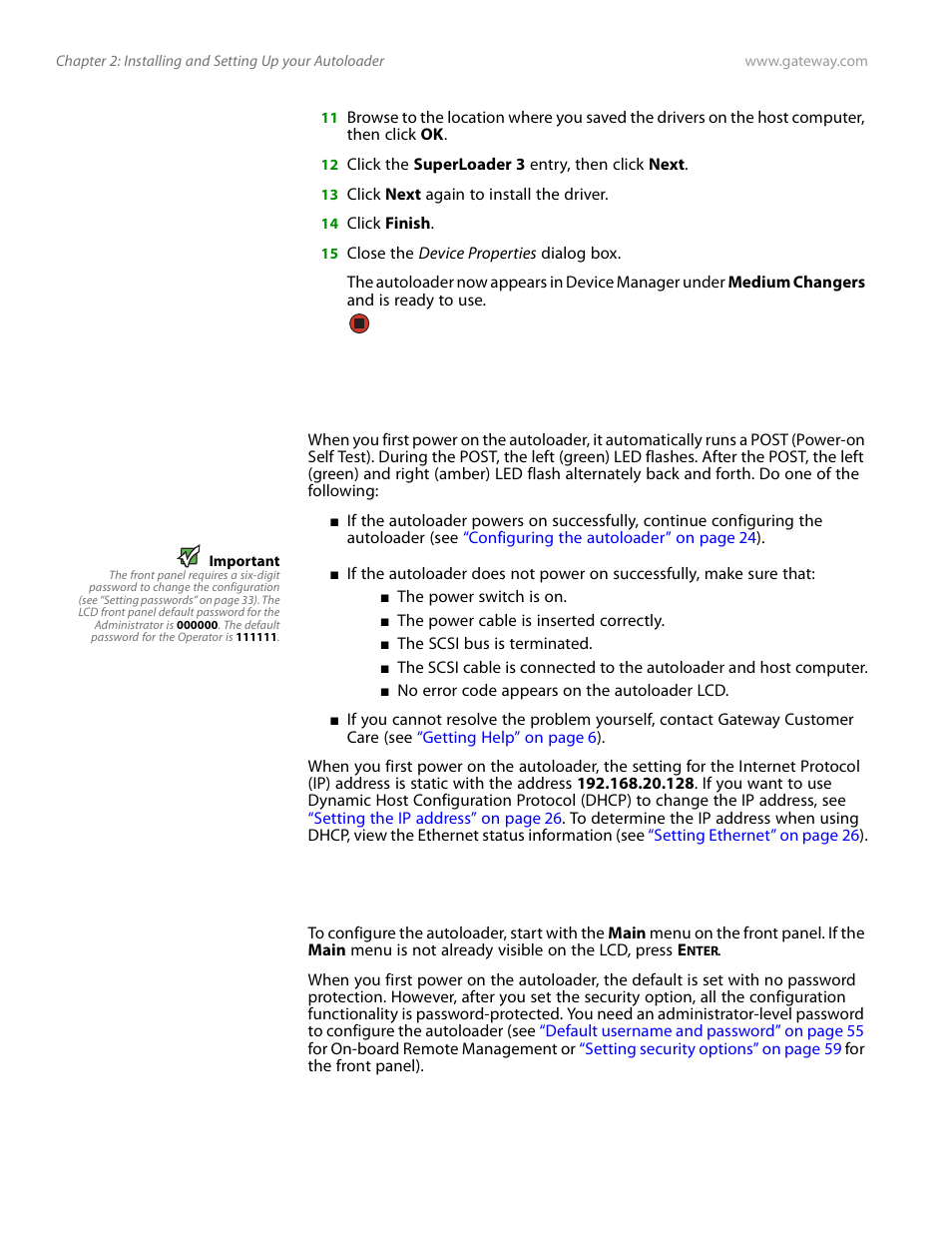 Setup, Configuring the autoloader | Gateway E-826R User Manual | Page 29 / 116