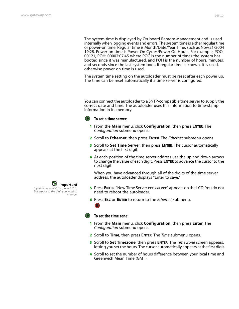 Setting the time | Gateway E-826R User Manual | Page 34 / 116