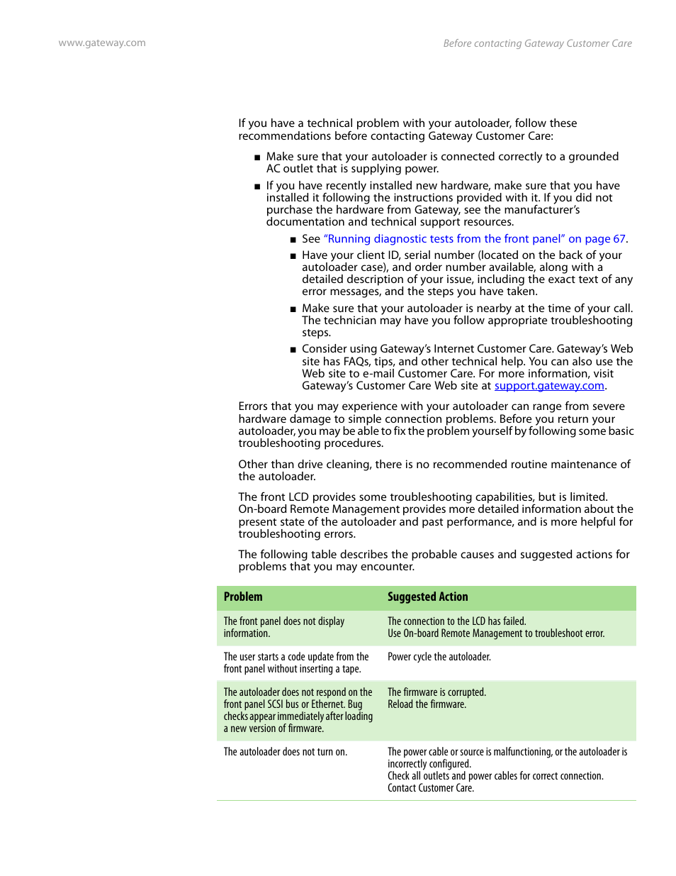 Before contacting gateway customer care | Gateway E-826R User Manual | Page 86 / 116