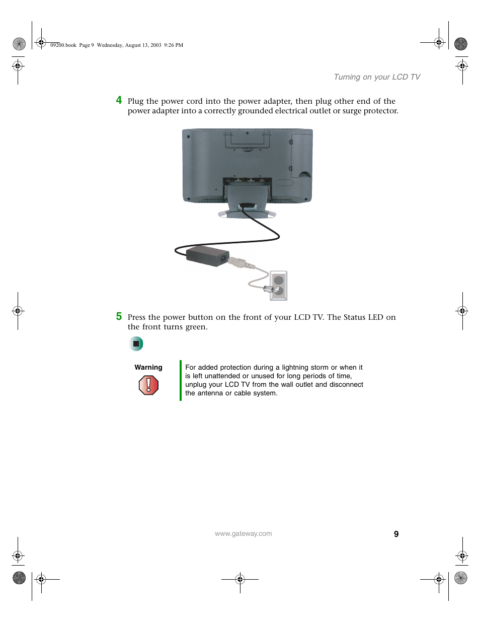 Warning | Gateway GTW-L17M103 User Manual | Page 13 / 58