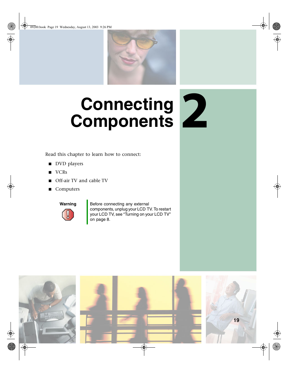Connecting components, Warning | Gateway GTW-L17M103 User Manual | Page 23 / 58