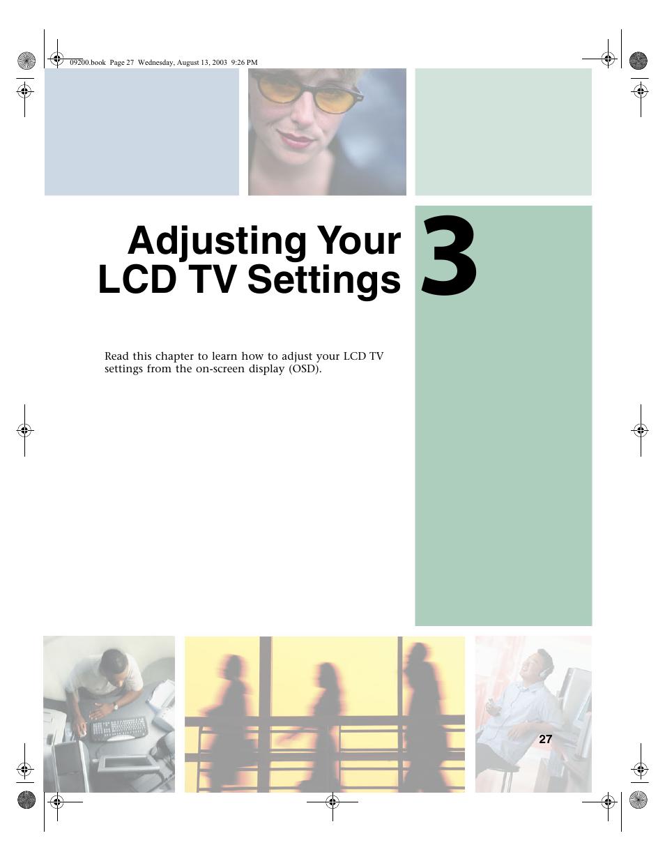 Adjusting your lcdtv settings, Adjusting your lcd tv settings | Gateway GTW-L17M103 User Manual | Page 31 / 58