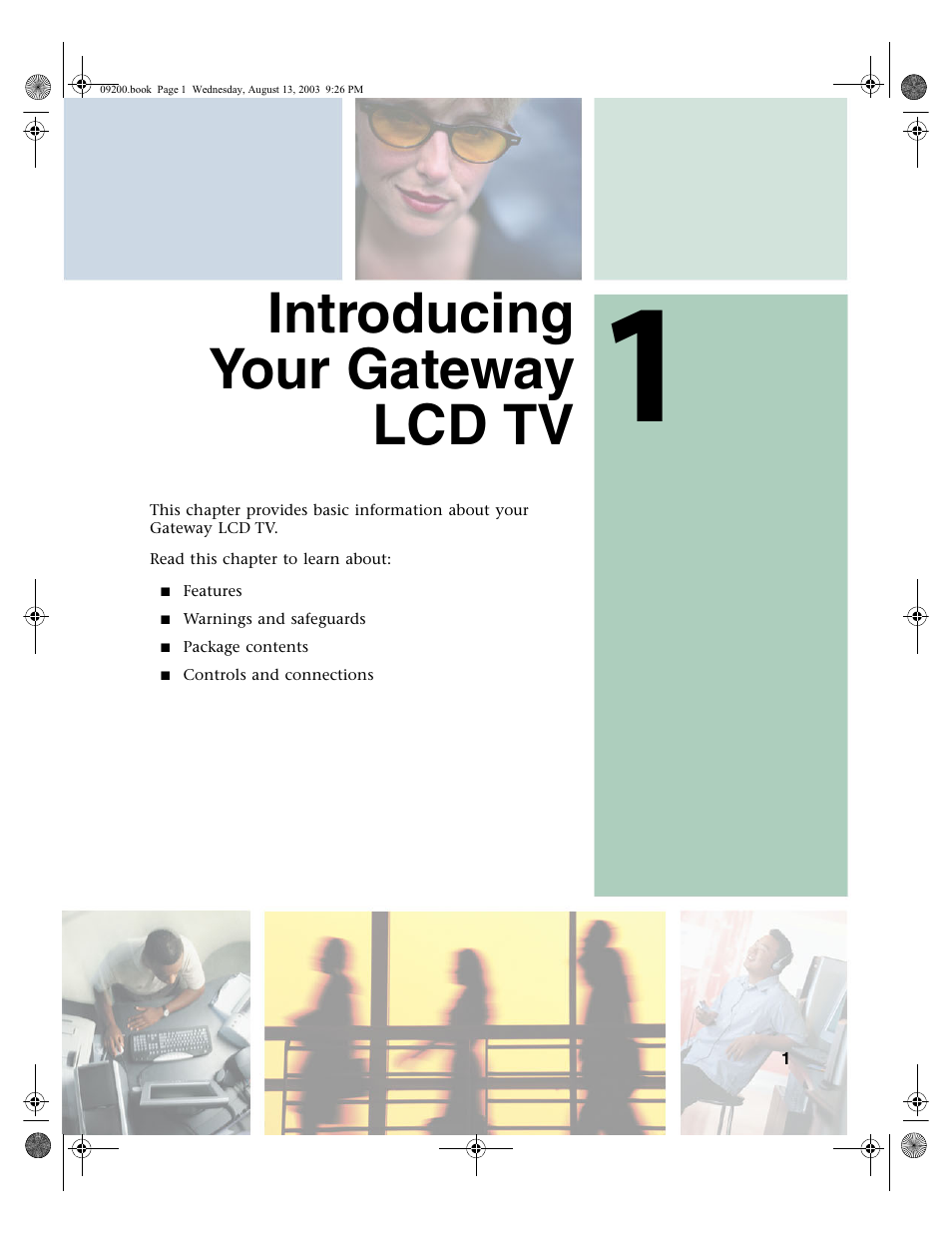 Introducing yourgateway lcdtv, Introducing your gateway lcd tv | Gateway GTW-L17M103 User Manual | Page 5 / 58