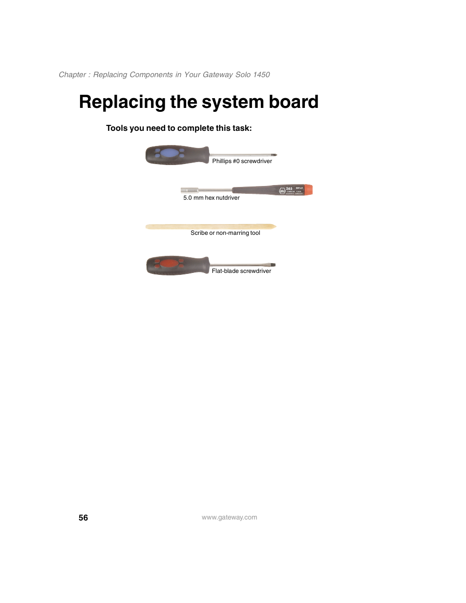 Replacing the system board | Gateway 1450 User Manual | Page 61 / 73