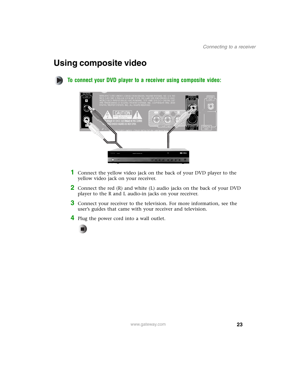 Using composite video | Gateway AD-520 User Manual | Page 29 / 92