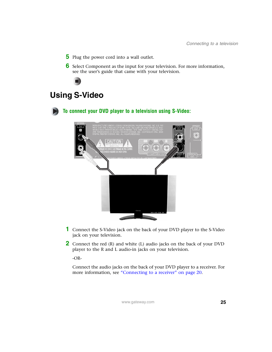 Using s-video | Gateway AD-520 User Manual | Page 31 / 92