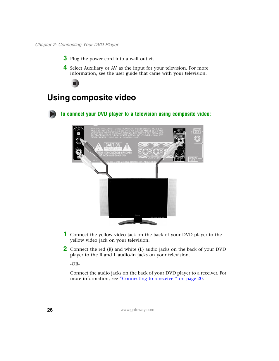 Using composite video | Gateway AD-520 User Manual | Page 32 / 92