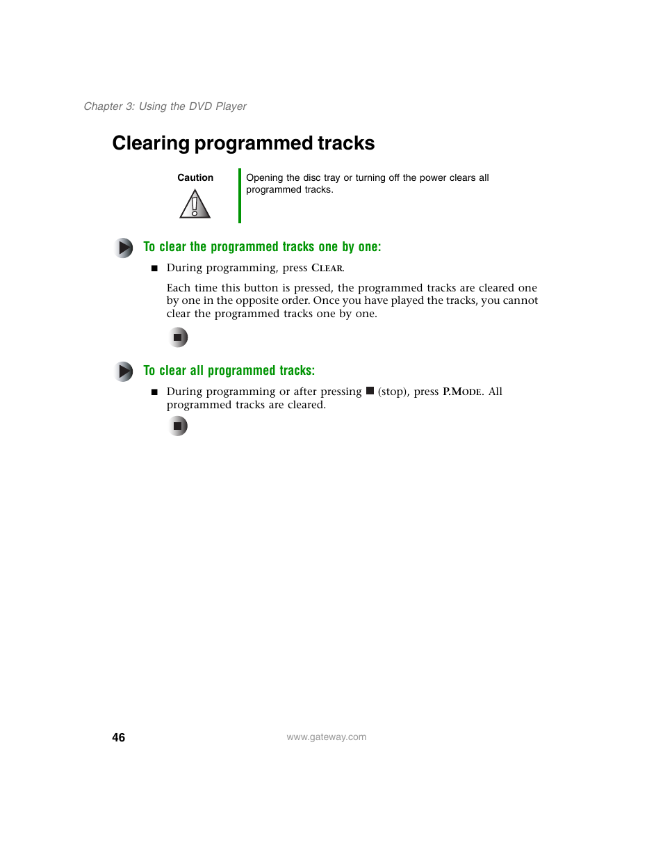 Clearing programmed tracks, Clearing programmed tracks” on | Gateway AD-520 User Manual | Page 52 / 92