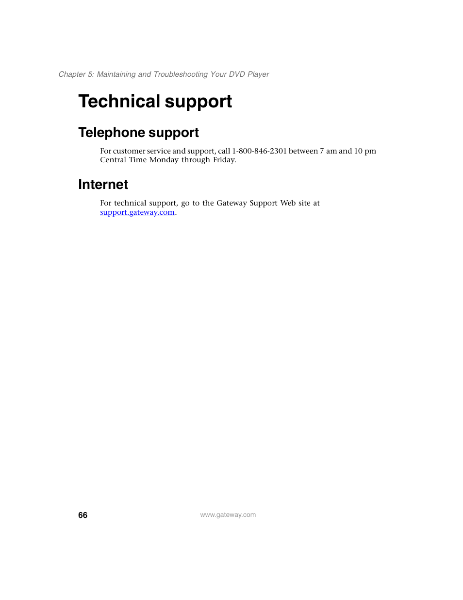 Technical support, Telephone support, Internet | Telephone support internet | Gateway AD-520 User Manual | Page 72 / 92