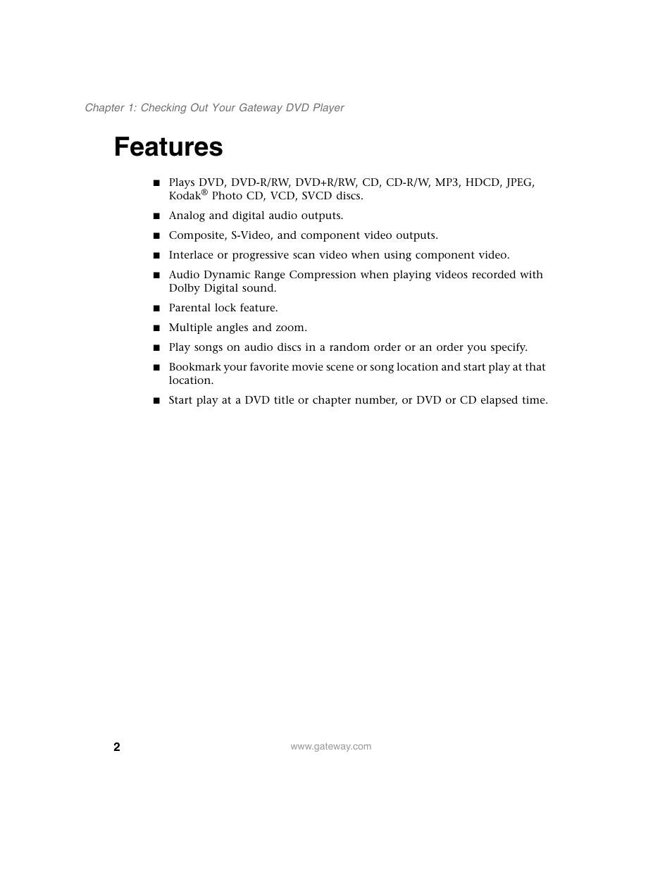 Features | Gateway AD-520 User Manual | Page 8 / 92
