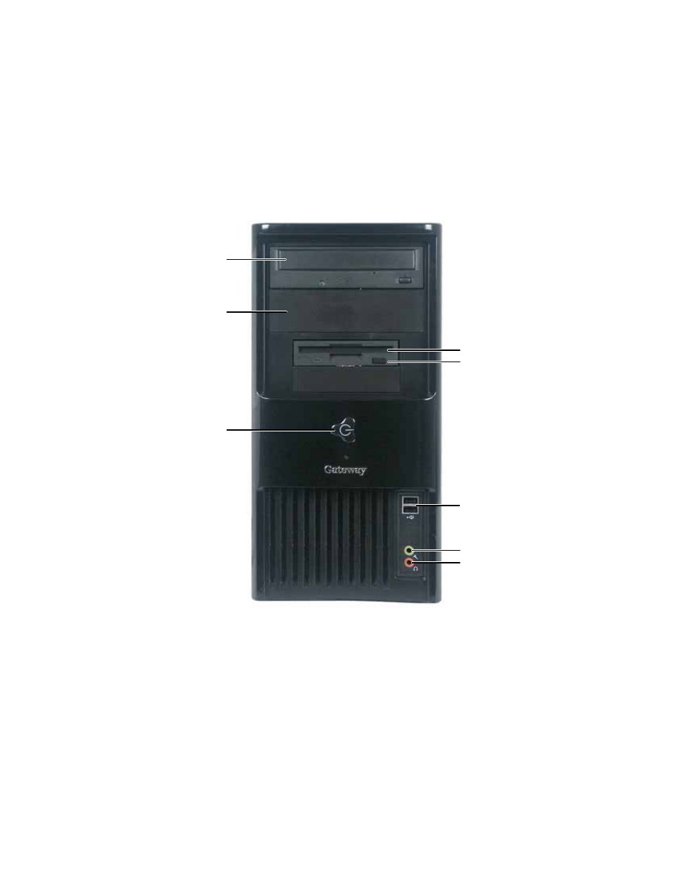 Mid tower, Front | Gateway E-4100 User Manual | Page 17 / 144