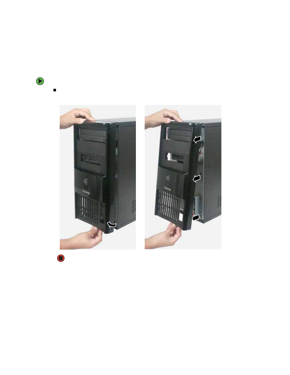 Removing the front bezel | Gateway E-4100 User Manual | Page 68 / 144
