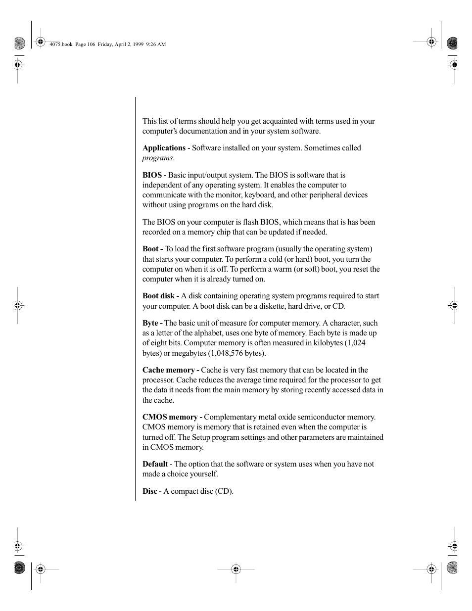 Terms and definitions | Gateway ALR 7300 User Manual | Page 116 / 138