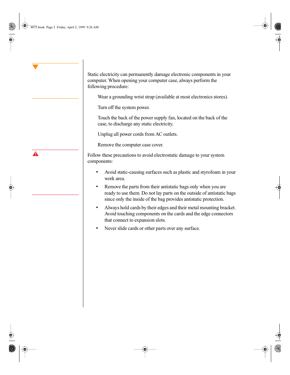 Static electricity precautions | Gateway ALR 7300 User Manual | Page 12 / 138
