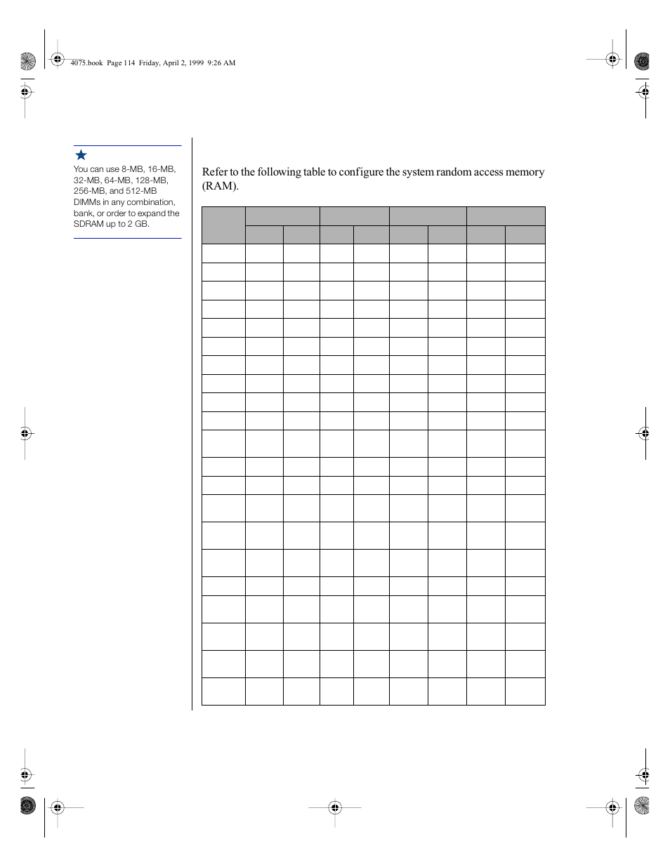 Dimm configurations | Gateway ALR 7300 User Manual | Page 124 / 138